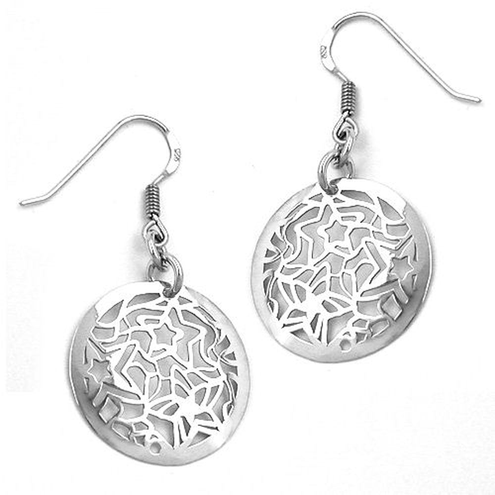 Ohrhaken, Scheibe mit Sternen Silber 925