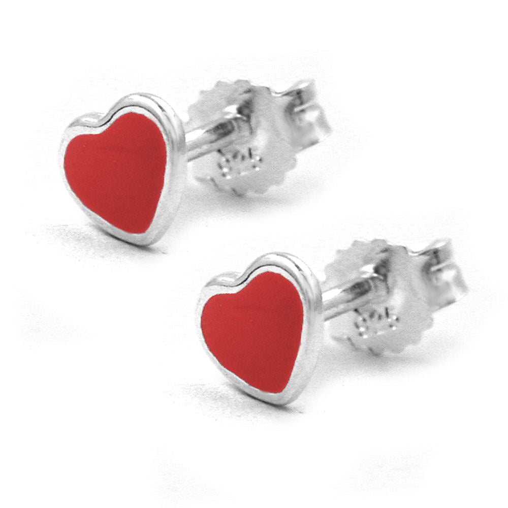 Stecker, kleines Herz verschiedene Farben, Silber 925