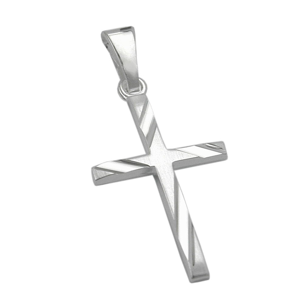 Anhänger, Kreuz rhodiniert, Silber 925
