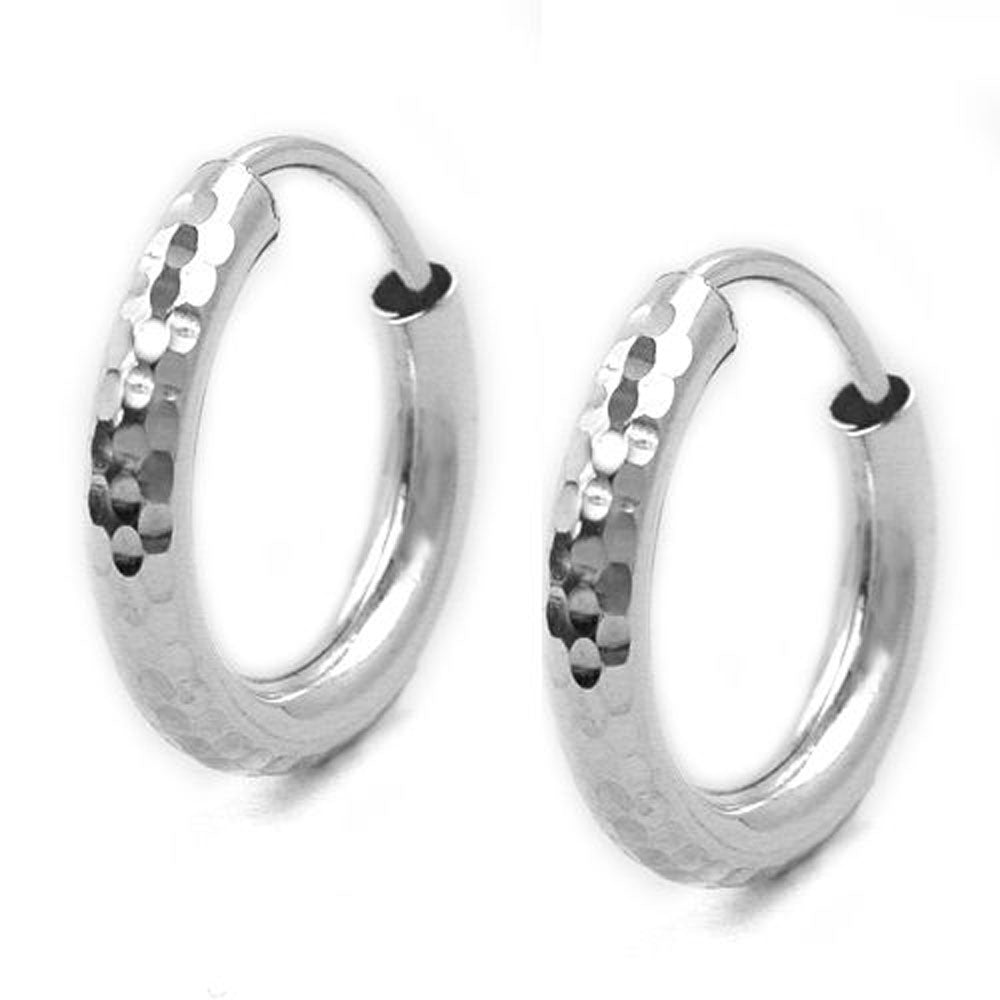 Creole 20mm diamantiert Drahtcreole mit Steckverschluss Silber 925