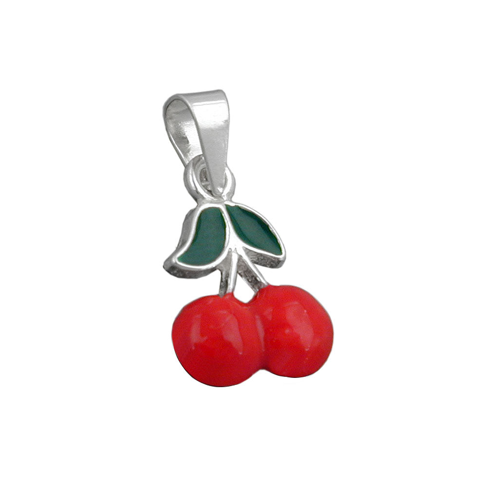Anhänger verschiedene Größen zwei Kirschen farbig lackiert Silber 925