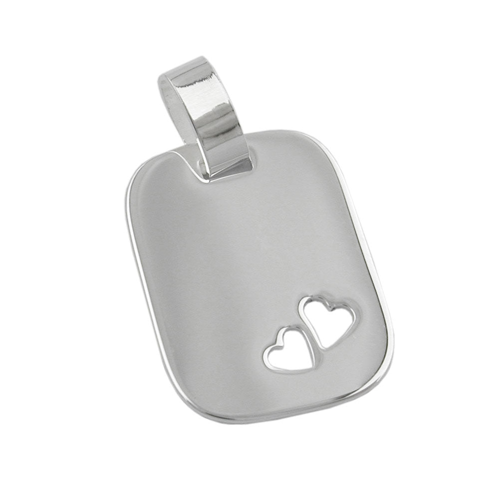 Anhänger verschiedene Größen Gravurplatte mit 2 Herzen Silber 925