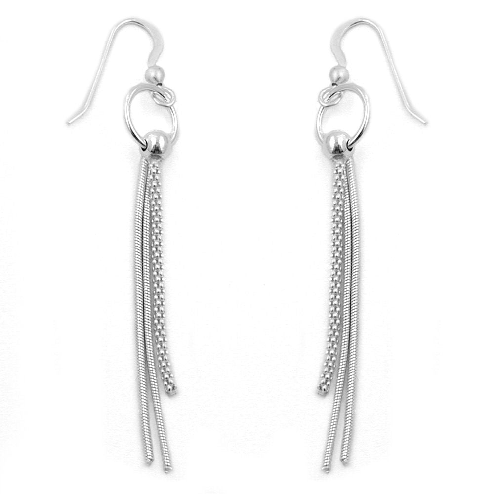 Ohrhaken, Ring mit 3 Ketten, Silber 925