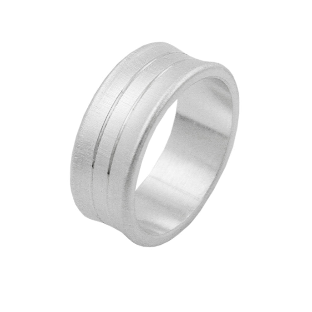 Ring matt 2 diamierte Linien Silber 925