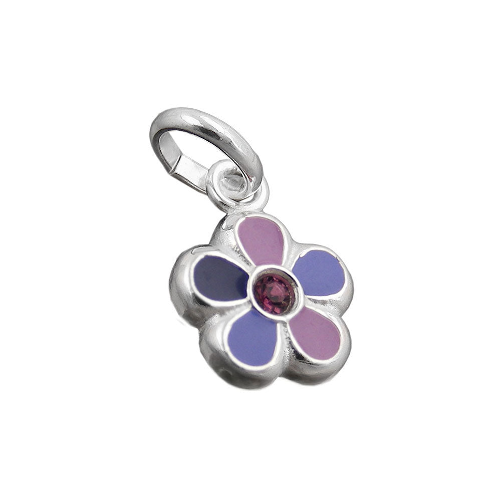 Anhänger 8mm Blume verschiedene Farben lackiert Silber 925