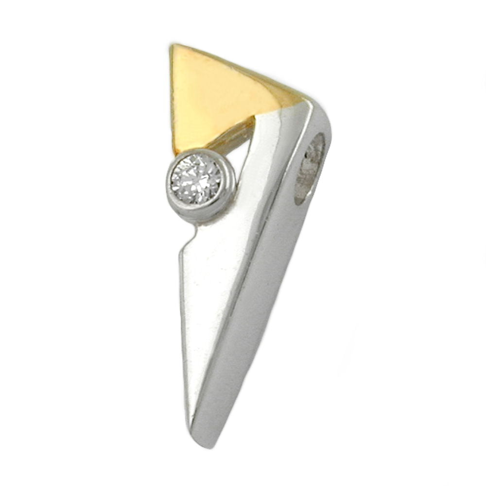 Anhänger, CZ, bicolor, glzd, 925