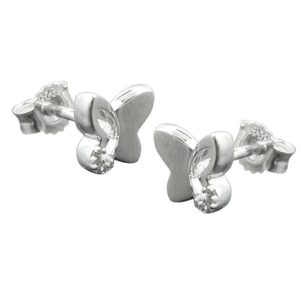 Ohrstecker Ohrring verschiedene Größen Schmetterling mit Zirkonias Silber 925