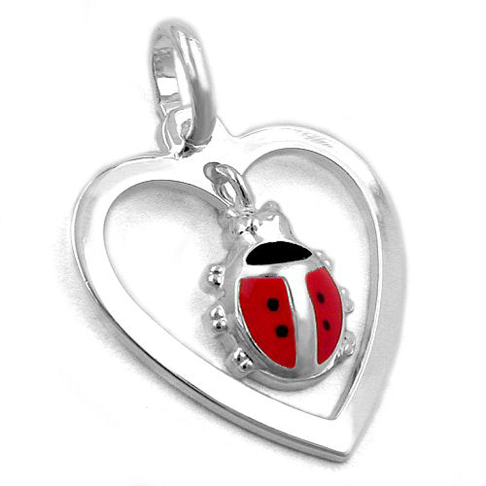 Anhänger verschiedene Größen Herz mit Marienkäfer Silber 925