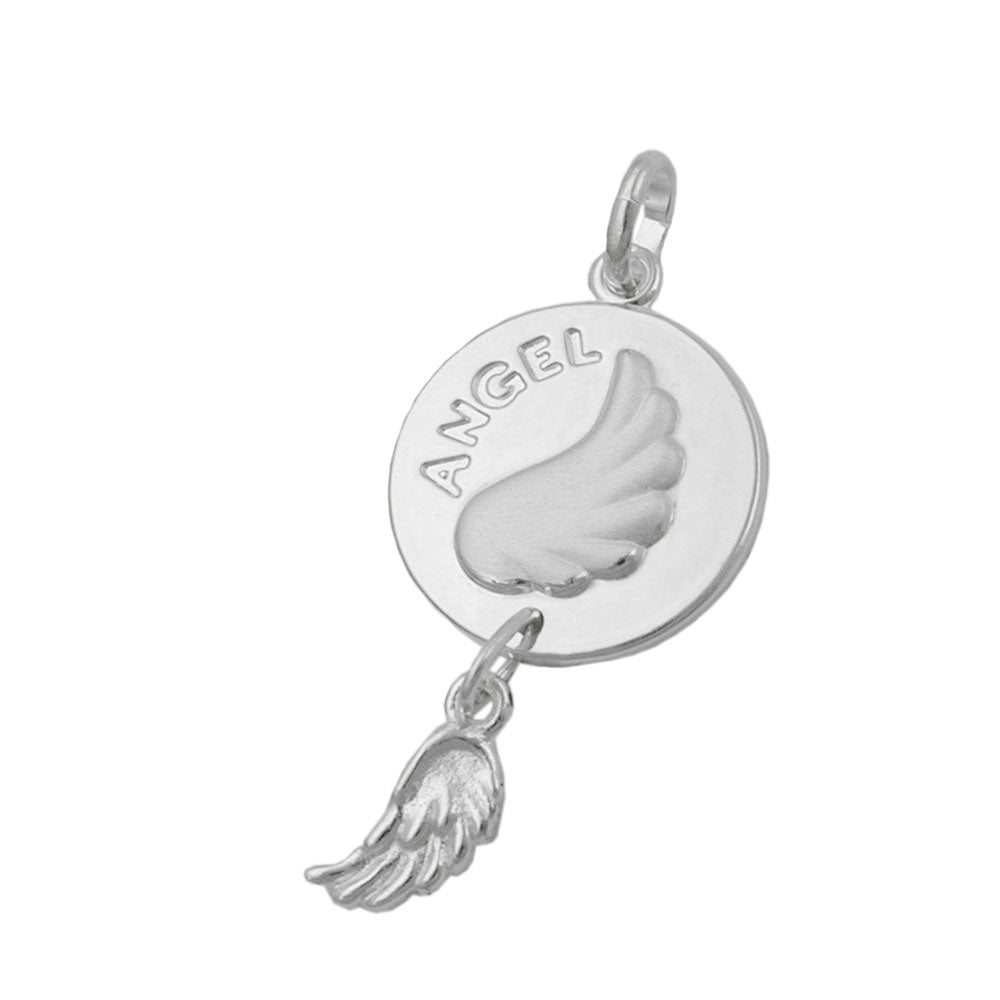 Anhänger verschiedene Größen ANGEL graviert Engelsflügel matt-glänzend Silber 925