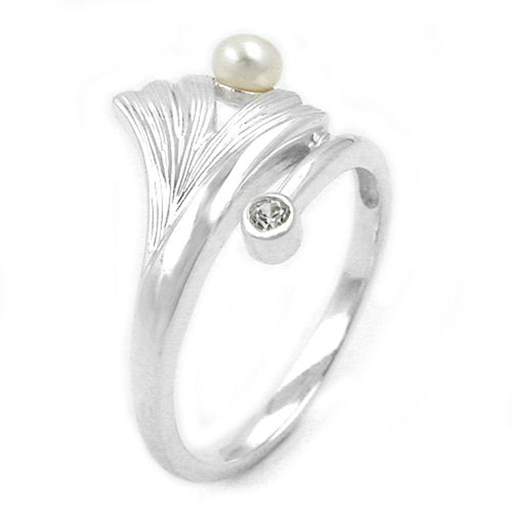 Ring, Ginkgoblatt, Zirkonia, Silber 925
