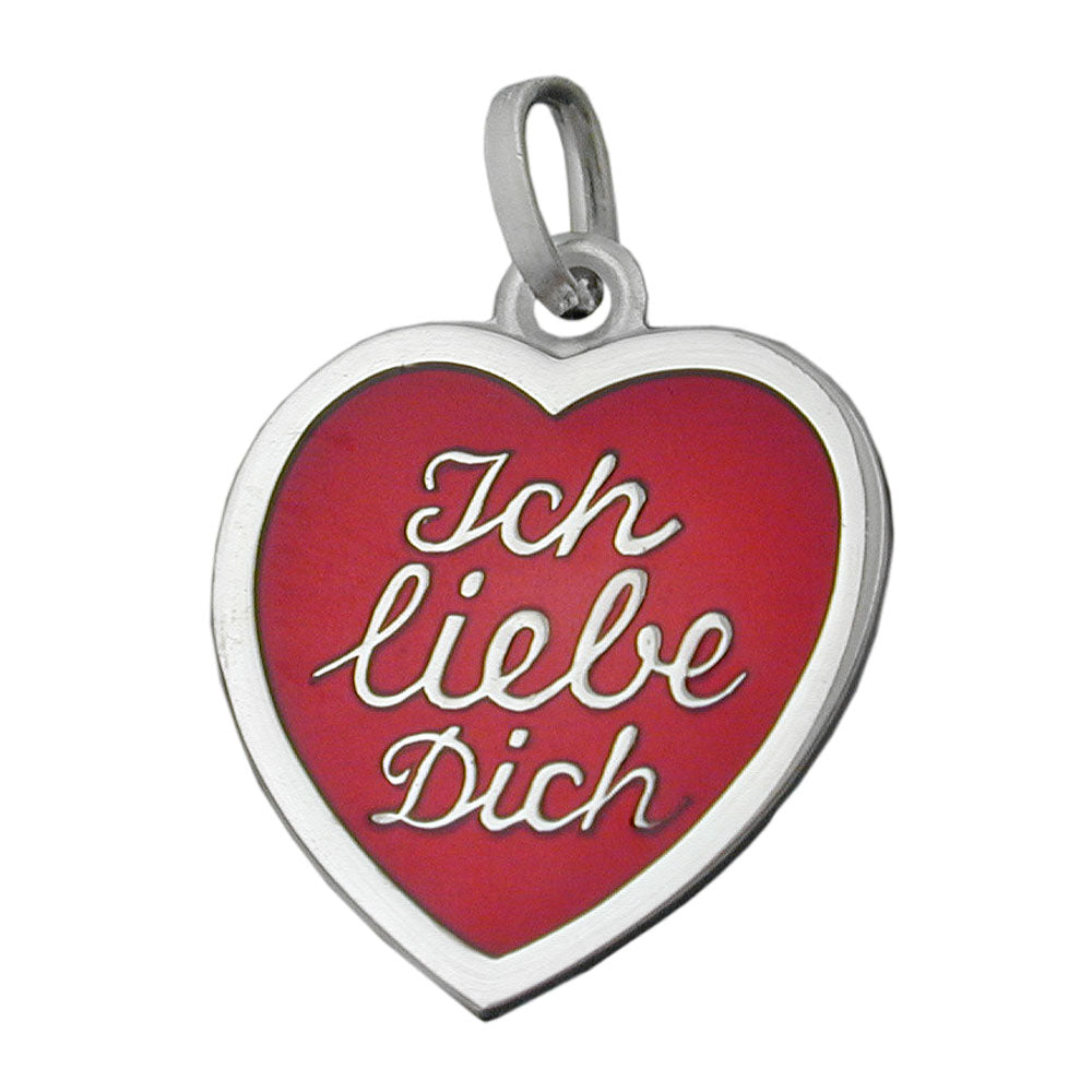 Anhänger verschiedene Größen Herz verschiedene Farben lackiert - Ich liebe Dich- Silber 925