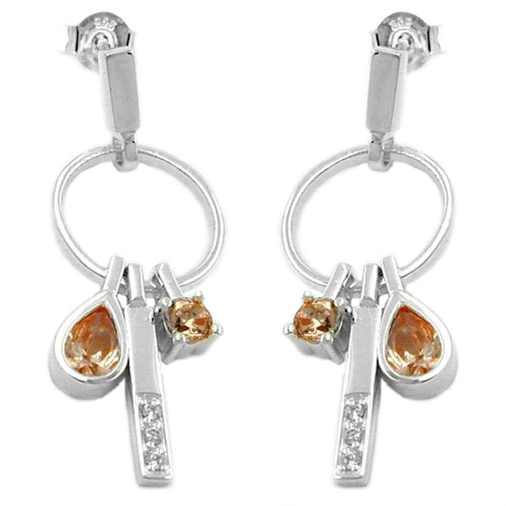 Stecker verschiedene Größen Hänger mit Ring glänzend Zirkonias weiß und topas Silber 925