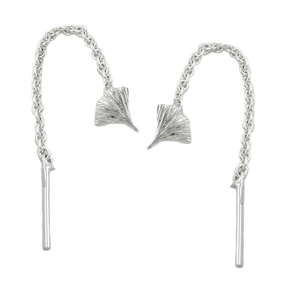 Durchzieher Ohrring Ohrhänger 57mm Ginkgoblatt Silber 925