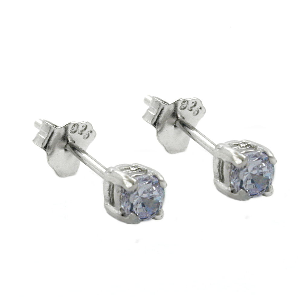 Stecker, 3mm hell-amethyst Glas 925