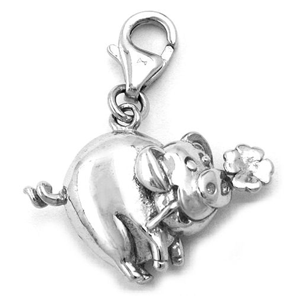 Anhänger, Charm Glücksschwein massiv 925