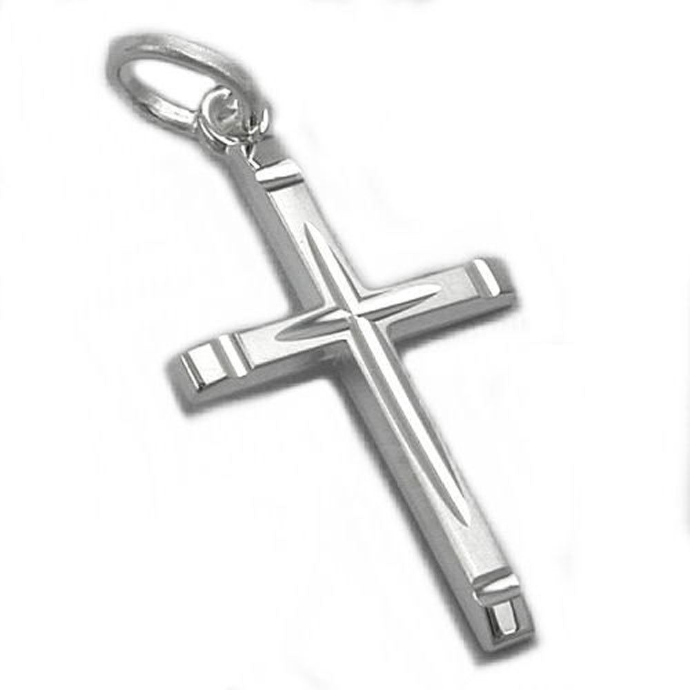 Anhänger, Kreuz rhodiniert, Silber 925