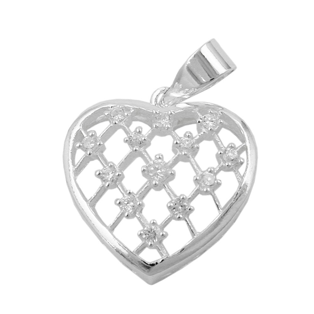 Anhänger verschiedene Größen Herz mit verschiedene Farbenen synthetischen Steinen Silber 925