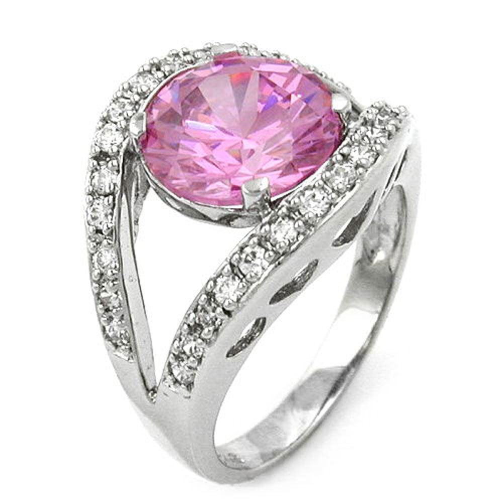 Ring, großer Zirkonia rosé, Silber 925