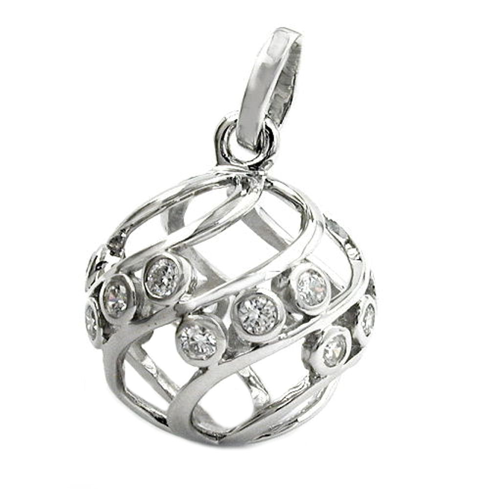 Anhänger 22mm Kugel Zirkonia Silber 925