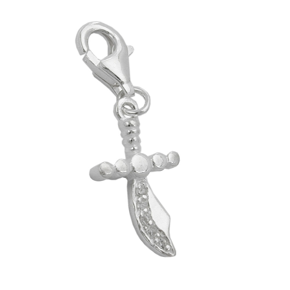 Anhänger verschiedene Größen Charm Krummsäbel mit Zirkonias glänzend Silber 925