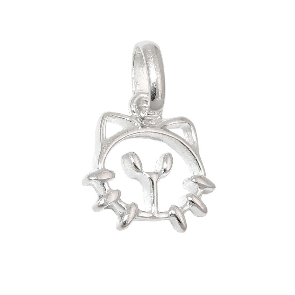 Anhänger 12mm Katzenkopf durchbrochen glänzend Silber 925