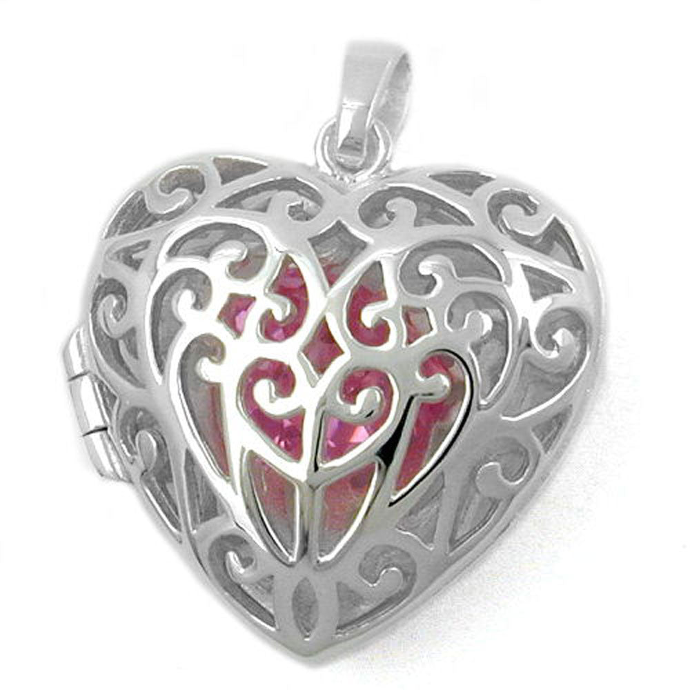 Anhänger, Herz Medaillon, Silber 925