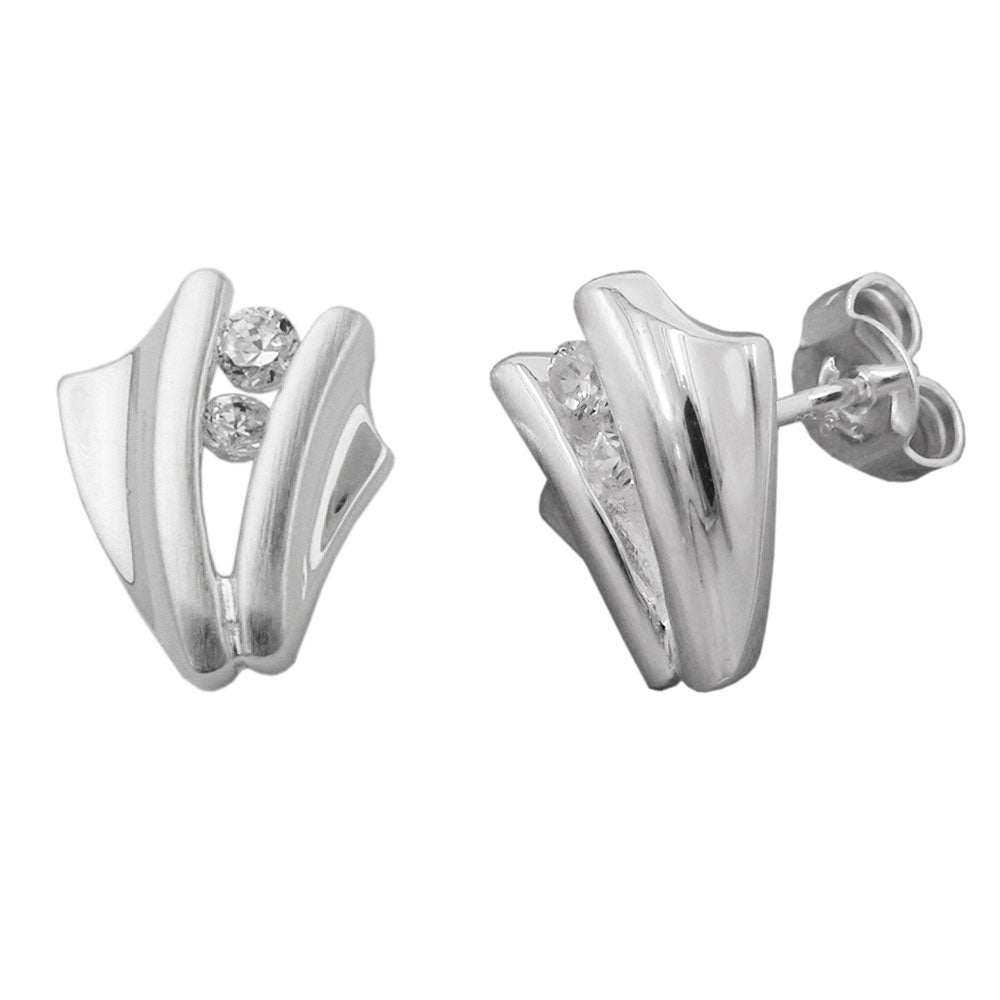 Stecker verschiedene Größen matt-glänzend mit je 2 Zirkonias Silber 925