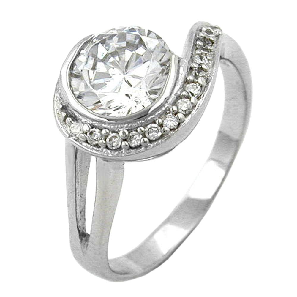 Ring, Zirkonias, rhodiniert Silber 925