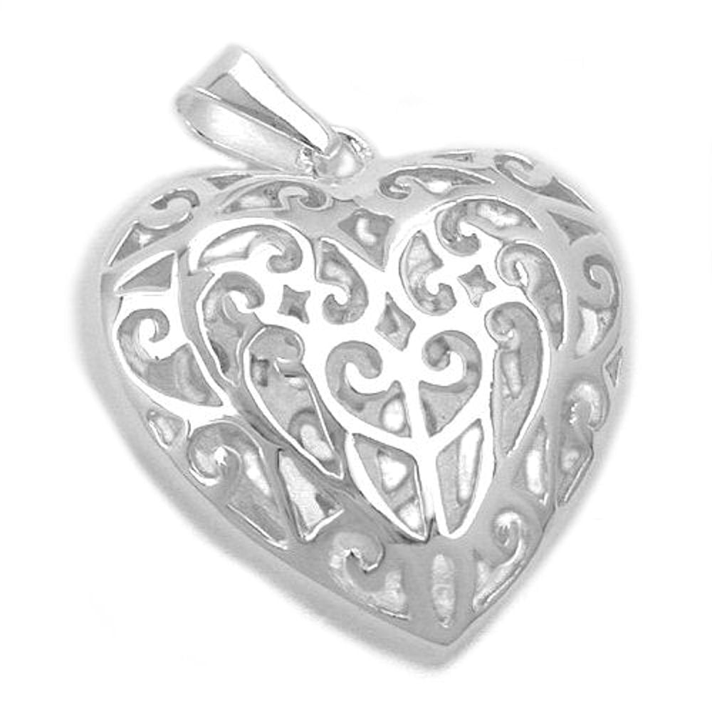 Anhänger, filigranes Herz, Silber 925