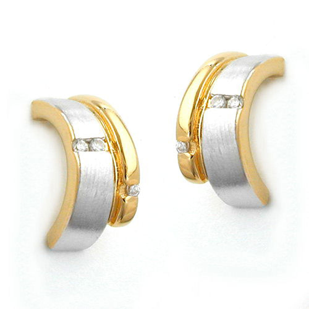 Stecker, bicolor 2x kristall, Silber 925