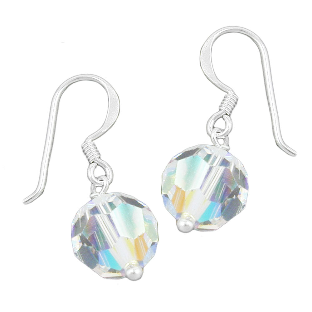 Ohrhaken, 10mm kristall-AB, Silber 925