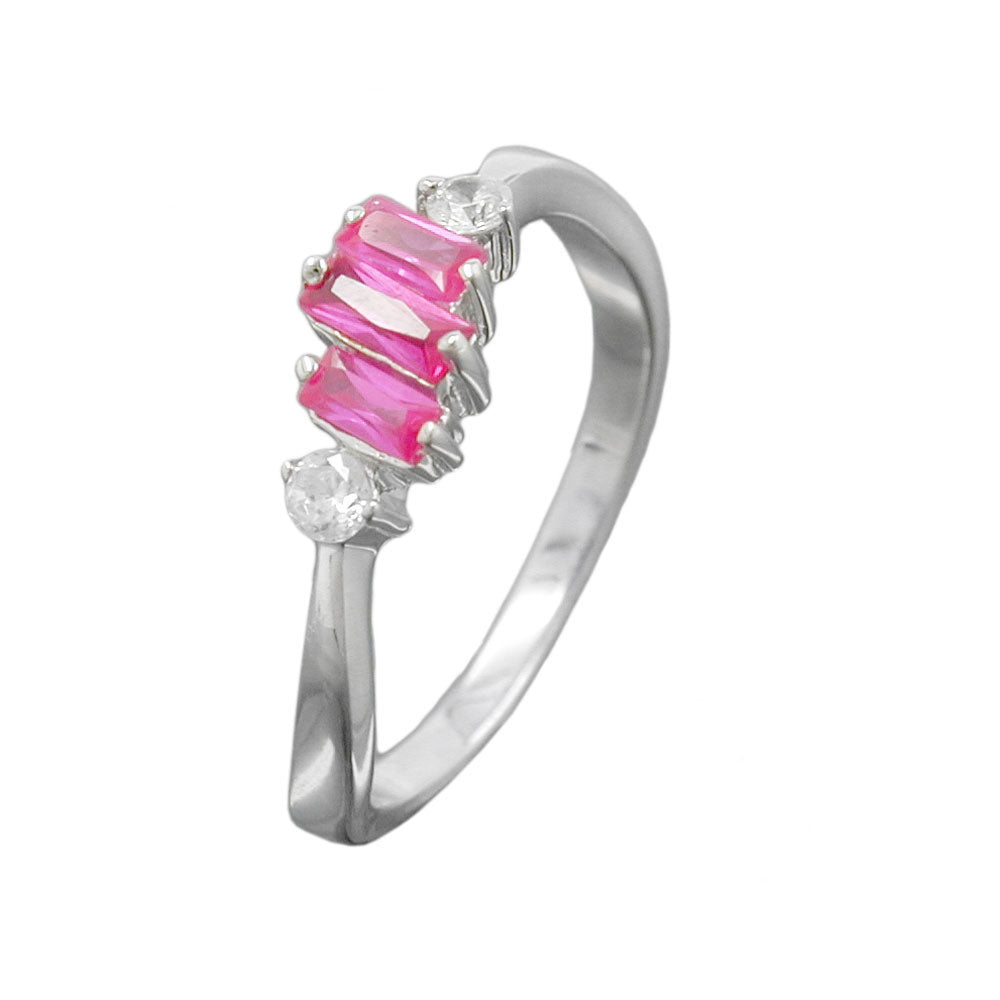 Ring 5,6mm Zirkonia verschiedene Farben-weiß glänzend rhodiniert Silber 925 verschiedene Ringgrößen