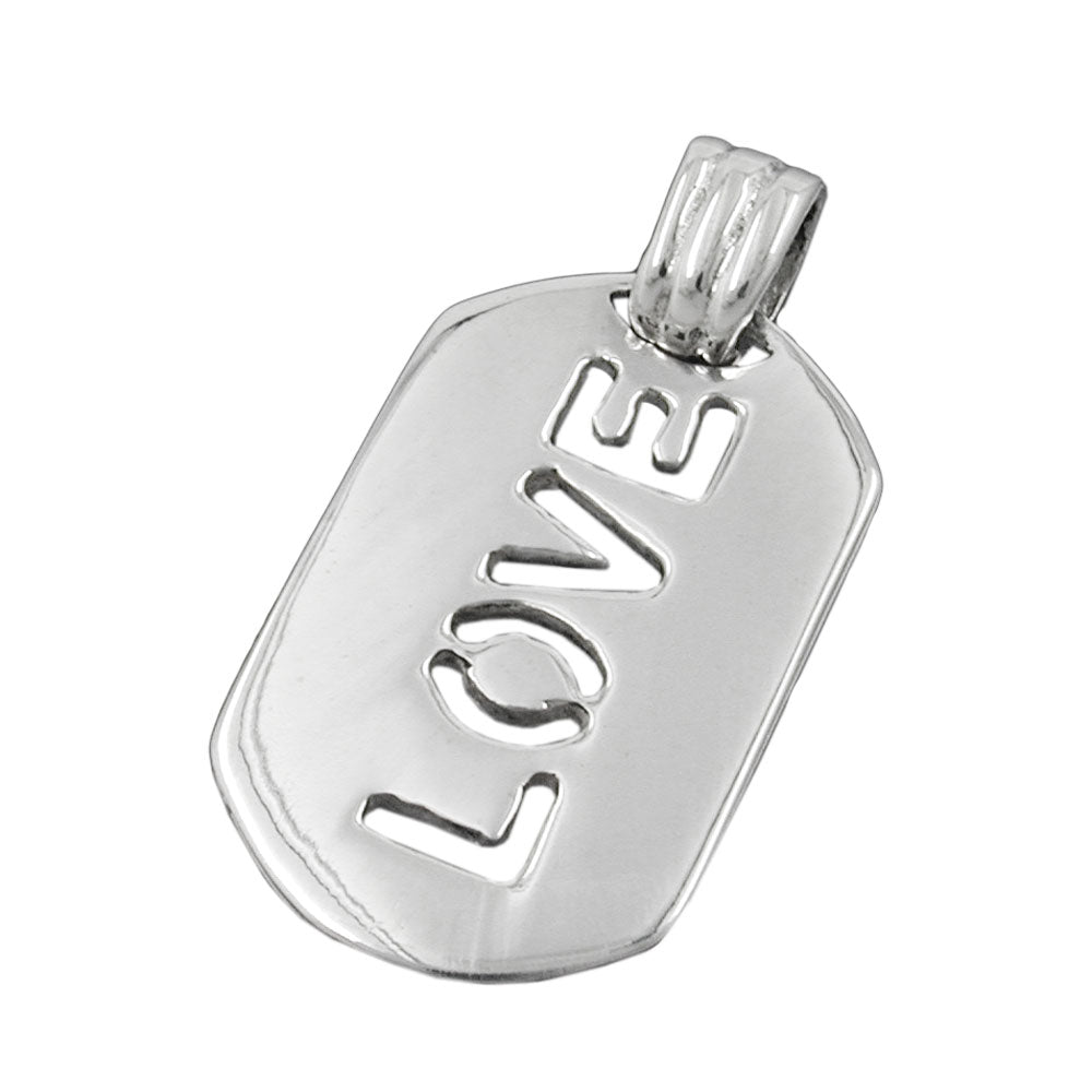Anhänger verschiedene Größen Platte mit Schriftzug - LOVE - glänzend Silber 925
