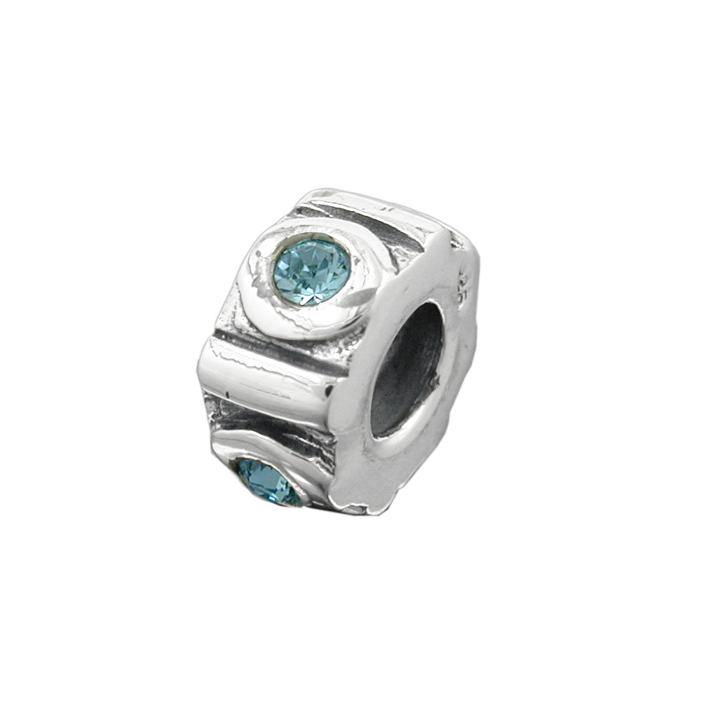 Anhänger verschiedene Größen Perle Bead mit 4 Glassteinen verschiedene Farben rhodiniert Silber 925