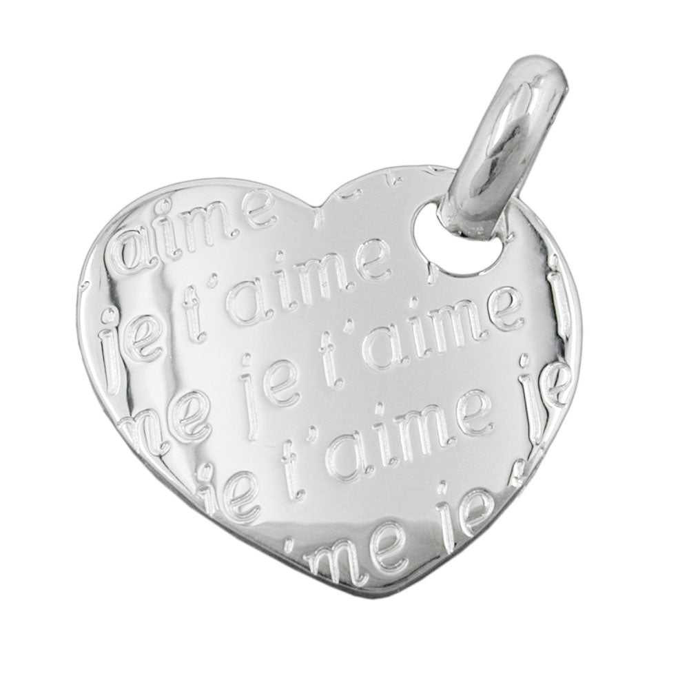 Anhänger, Herz - Je t- aime, Silber 925