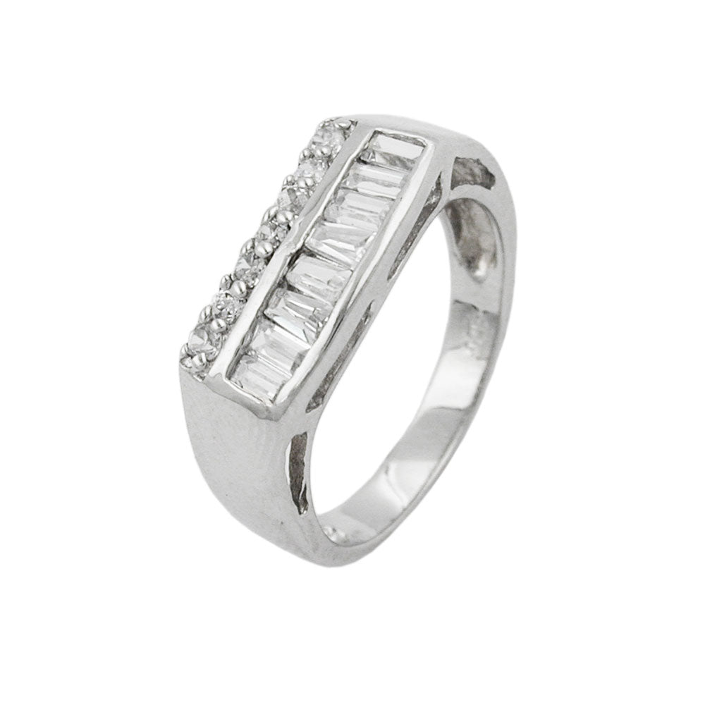 Ring, Zirkonias, rhodiniert Silber 925