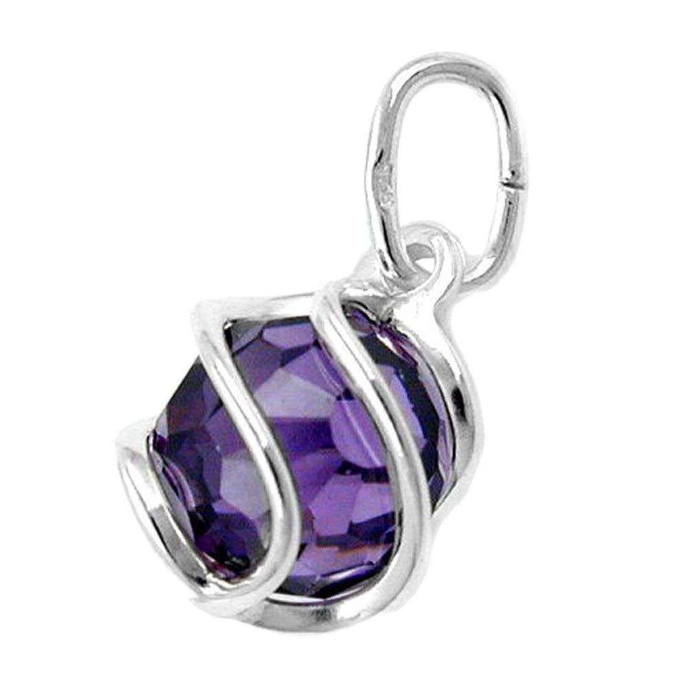 Anhänger 7mm Zirkonia amethyst umwickelt Silber 925