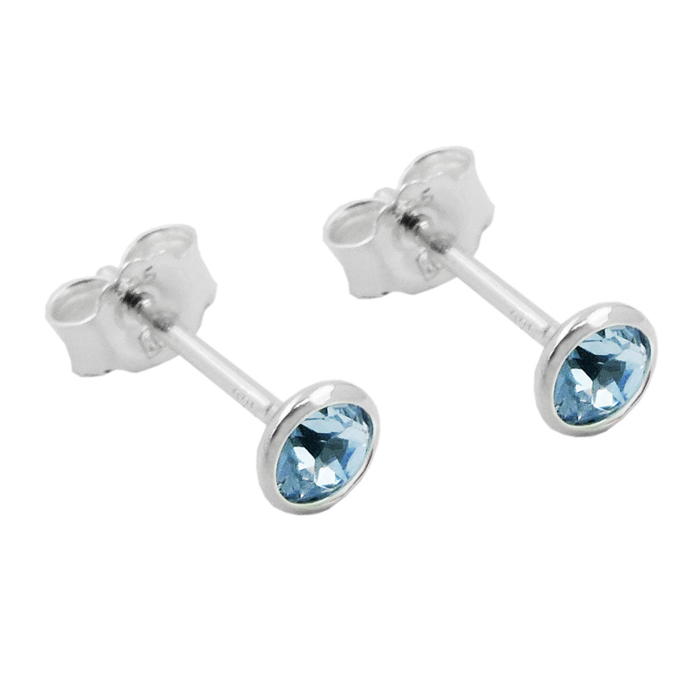 Ohrstecker Ohrring 4mm Zirkonia aquamarinfarben Silber 925