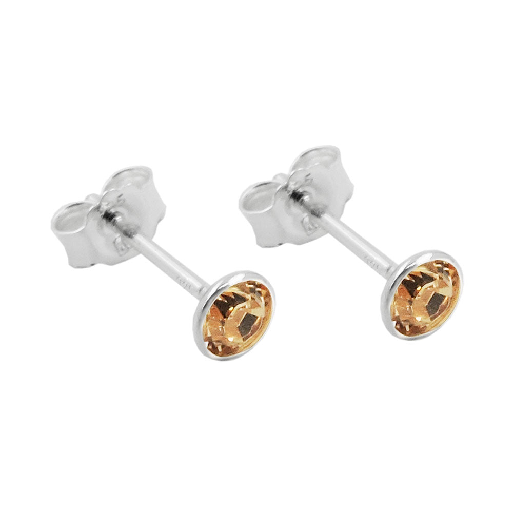 Ohrstecker Ohrring 4mm Zirkonia aquamarinfarben Silber 925