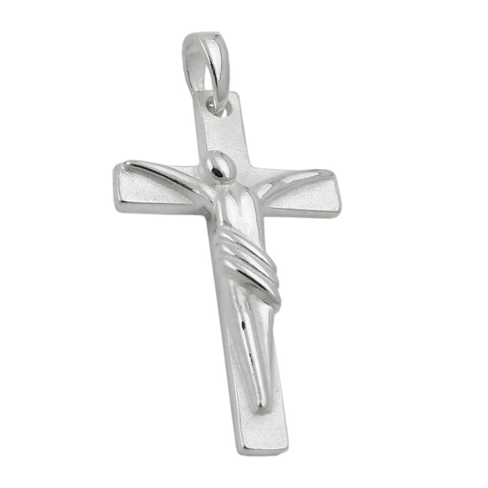 Anhänger verschiedene Größen Kreuz mit Jesus matt glänzend Silber 925