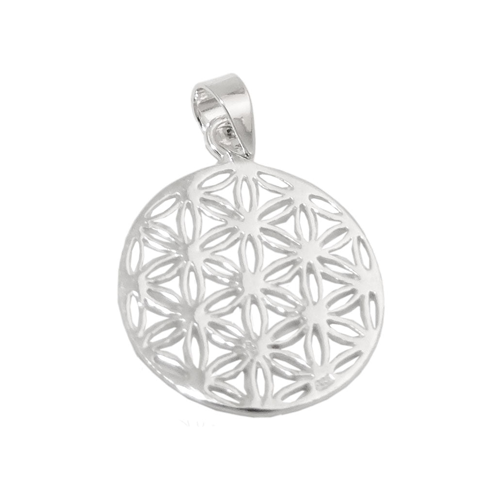 Anhänger 15mm Blume des Lebens glänzend Silber 925