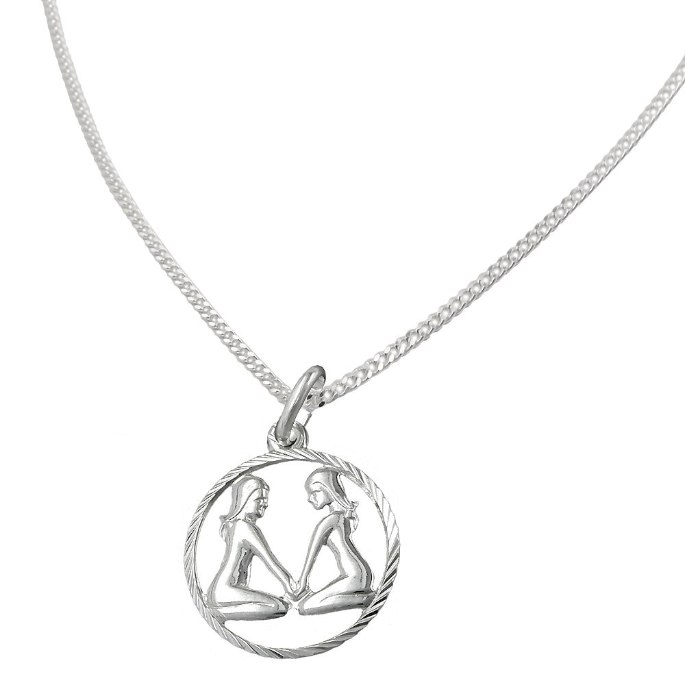 Anhänger Sternzeichen Sternzeichen mit Kette 1,4mm Flachpanzer Silber 925 verschiedene Längen