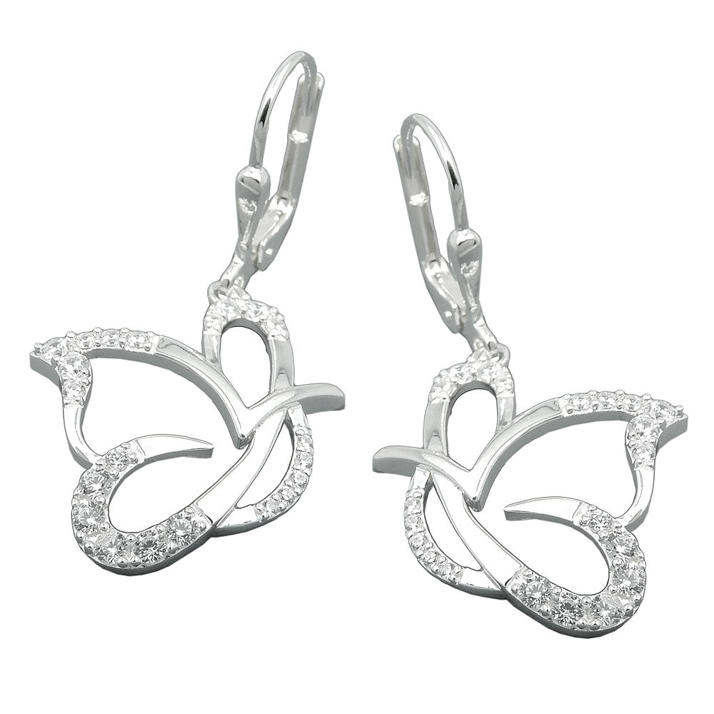 Ohrbrisur Ohrhänger Ohrringe verschiedene Größen stilisierter Schmetterling mit Zirkonias Silber 925