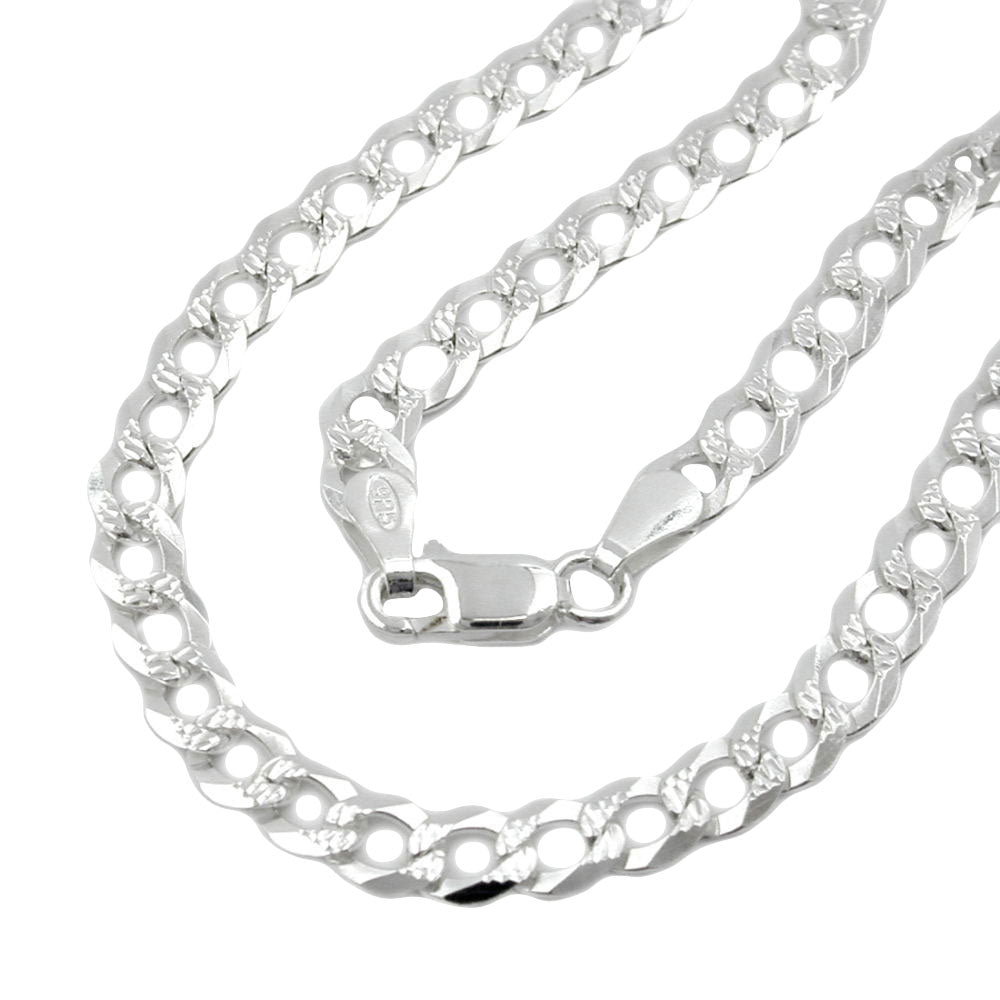 Armband Panzerkette flach mit Muster aus 925er Silber, 4,6 mm, 19 cm