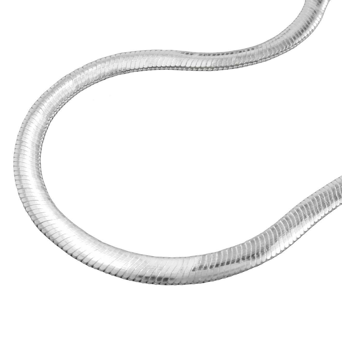 Kette Schlange flach glänzend aus 925er Silber, 4 mm
