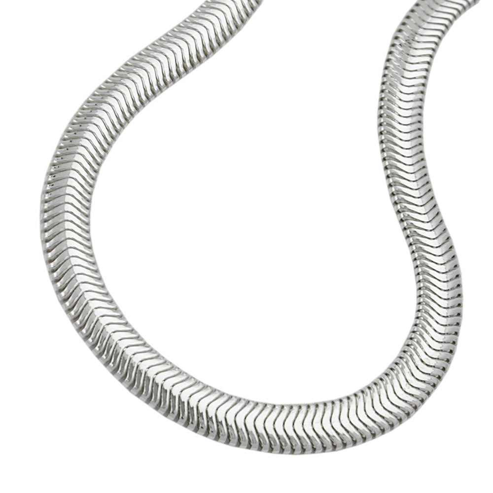 Armband flache Schlangenkette glänzend aus 925er Silber, 6 mm