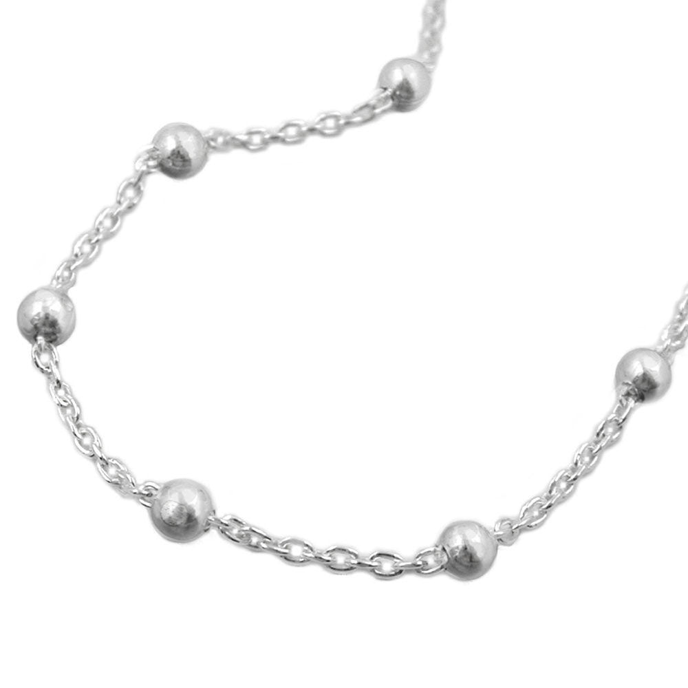 Kette Ankerkette mit 29 Kugeln aus 925er Silber, 1,3 mm