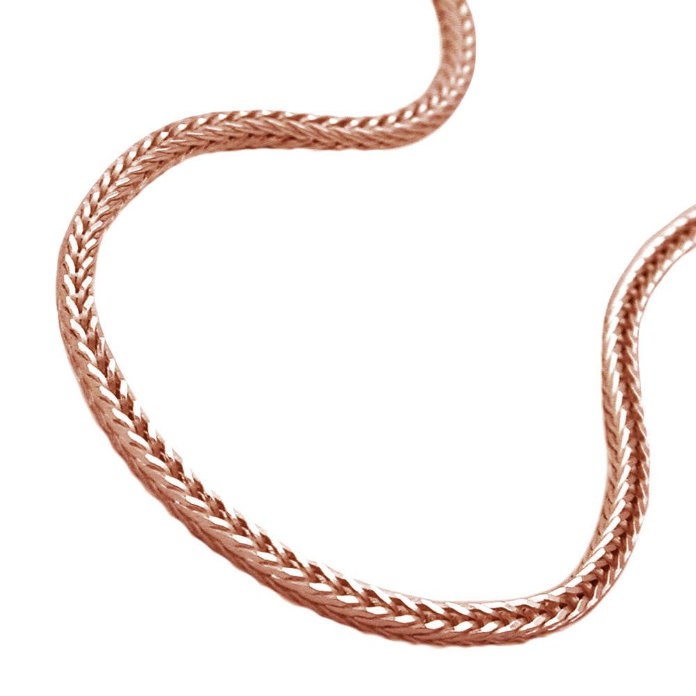 Kette Fuchsschwanzkette vierkant rosé 10 Milliem -plattiert aus 925er Silber, 1,5 mm, 42 cm