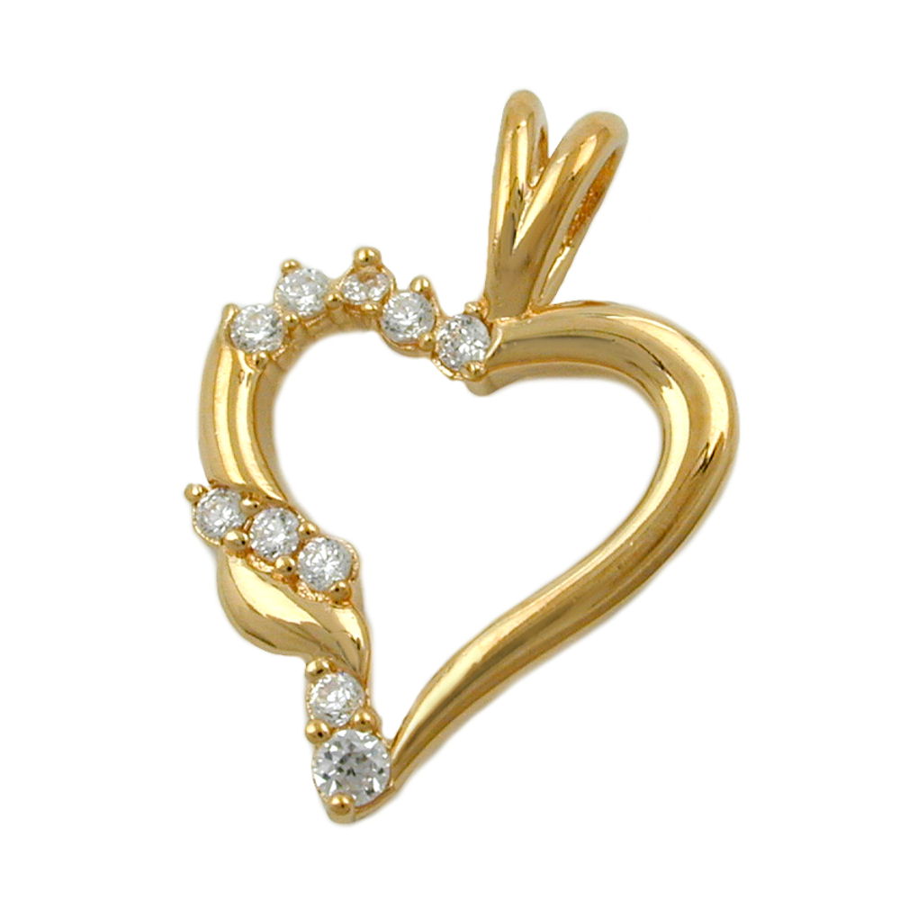 Doublé-Anhänger Herz mit Zirkonia, 14 × 13 mm