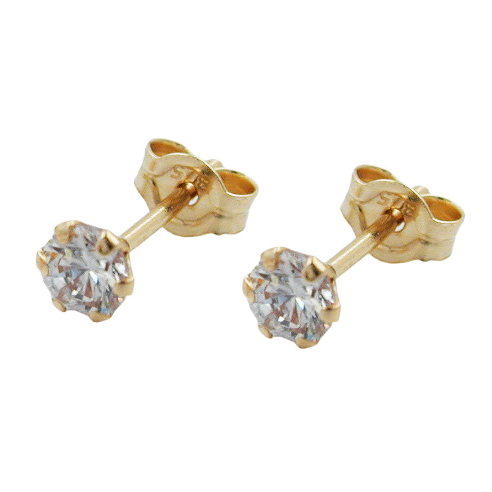 Ohrstecker Zirkonia aus 375er Gold, 3 mm